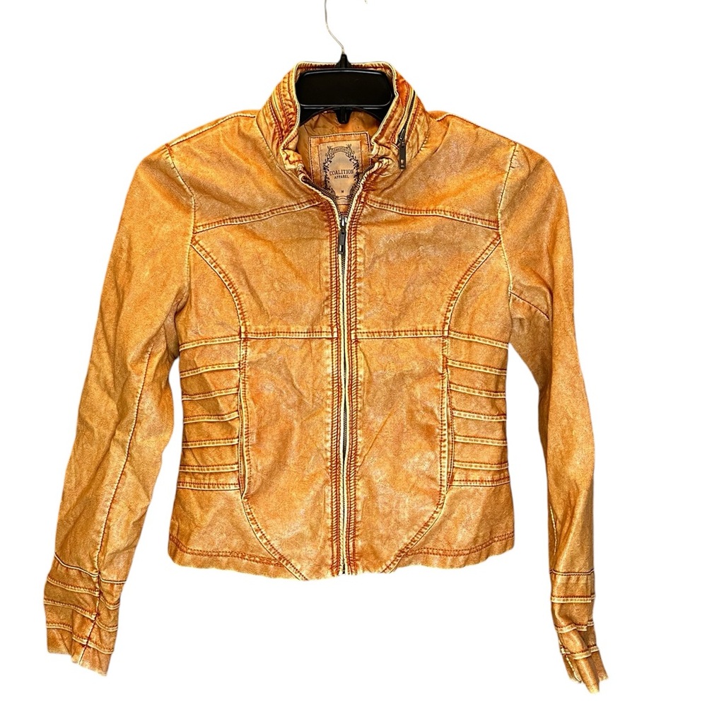 Coalition colored foe leather jacket super chic‎ faded rust color Medium
